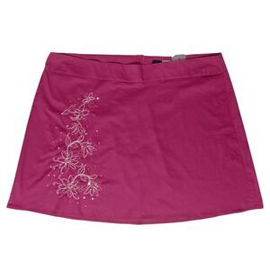 NWT Torrid Pink Y2K Skirt 26 Embroidered Sequin Flower A Line Fitted New Magenta
